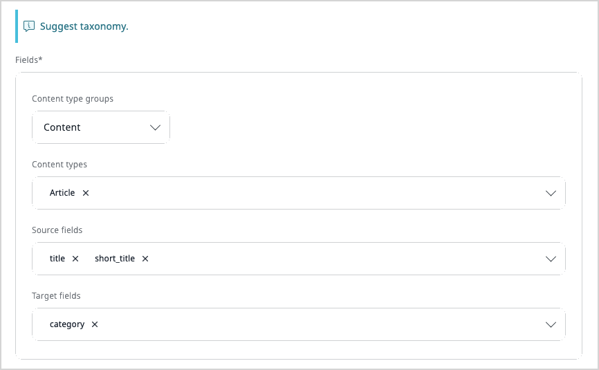 Selecting source fields Selecting source fields